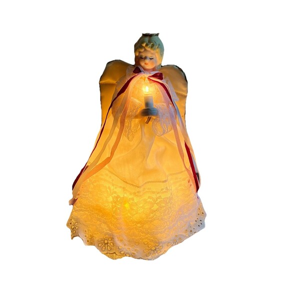 Vintage Merry Midget Angel Christmas Tree Topper GE 10 Light Set 9" Tall - Picture 8 of 10